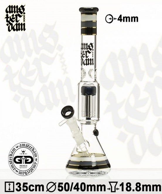 Bong Glass Amsterdam- H:35cm- Ø: 50/40mm-SG:18.8mm-1x 6Arm perc-WT:4mm